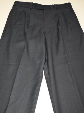 Alan Flusser Comfort Stretch Gray Pleated Dress Pants Men's 34x32 Cuffed Leg
